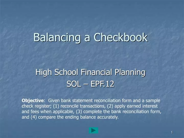 balancing a checkbook