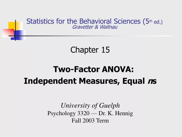 statistics for the behavioral sciences 5 th ed gravetter wallnau