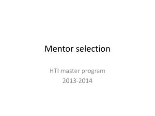 Mentor selection