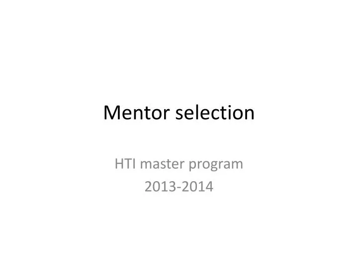 mentor selection