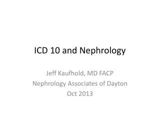 ICD 10 and Nephrology