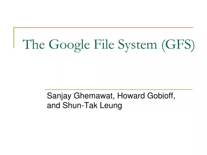the google file system gfs