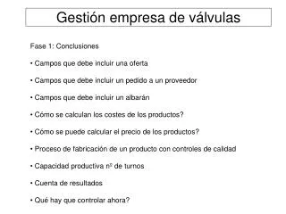gesti n empresa de v lvulas