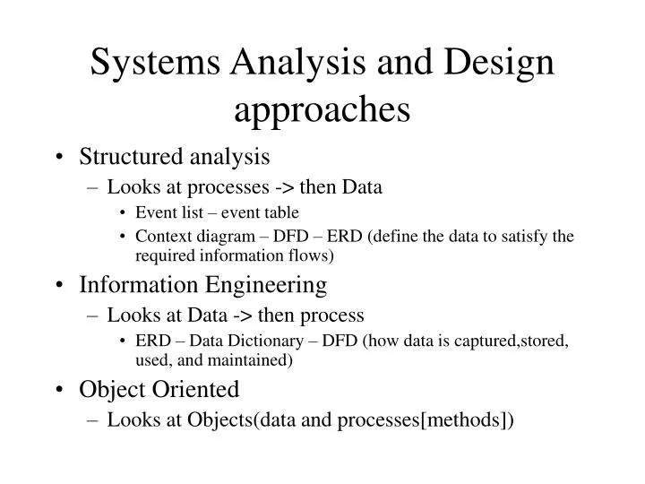 systems analysis and design approaches