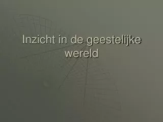inzicht in de geestelijke wereld