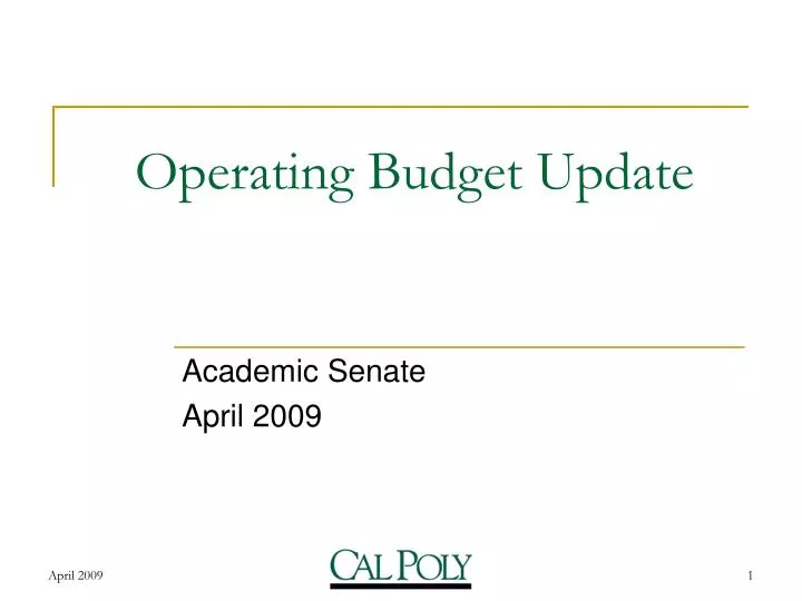 operating budget update
