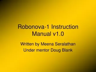 Robonova-1 Instruction Manual v1.0