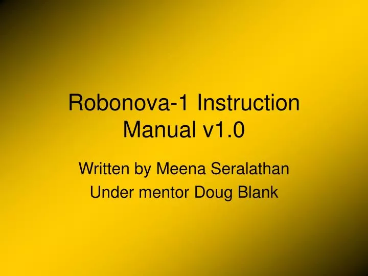 robonova 1 instruction manual v1 0