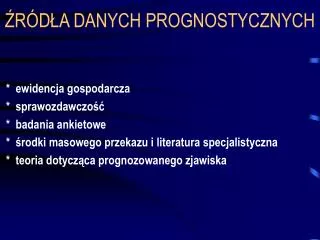 r d a danych prognostycznych
