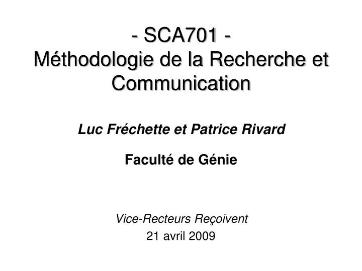 sca701 m thodologie de la recherche et communication