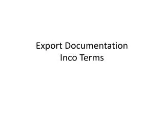 Export Documentation Inco Terms