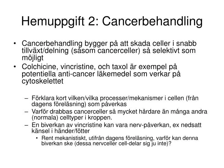hemuppgift 2 cancerbehandling