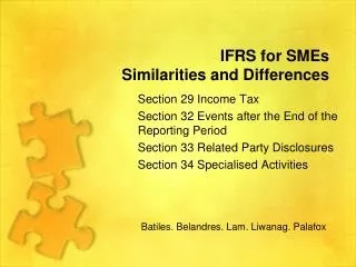 IFRS for SMEs Similarities and Differences