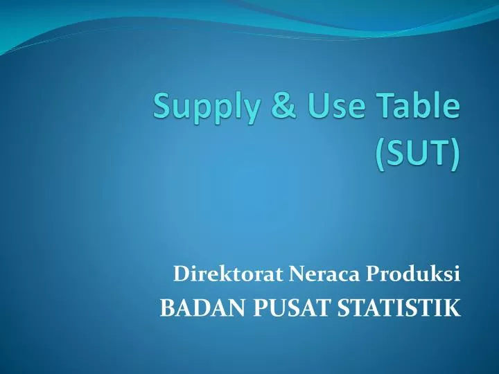 supply use table sut