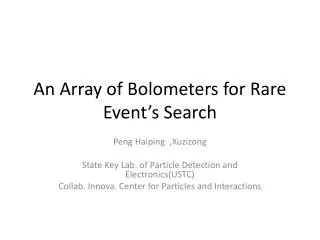 An Array of Bolometers for Rare Event’s Search
