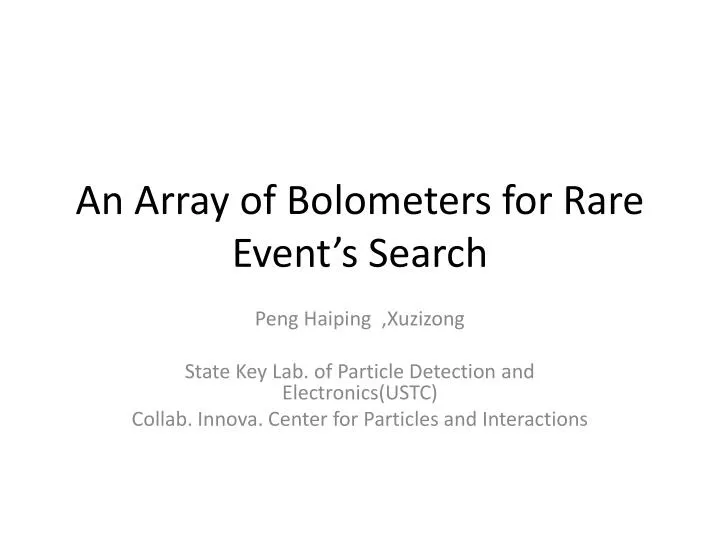 an array of bolometers for rare event s search