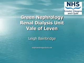 Green Nephrology Renal Dialysis Unit Vale of Leven