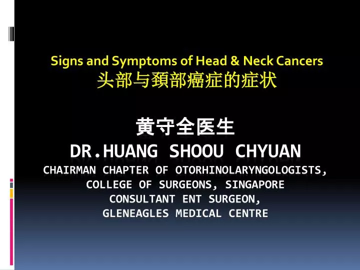 signs and symptoms of head neck cancers