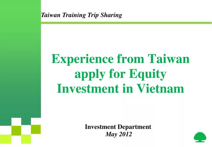 experience from taiwan apply for equity investment in vietnam