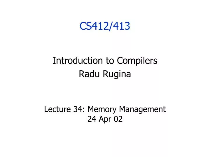 lecture 34 memory management 24 apr 02