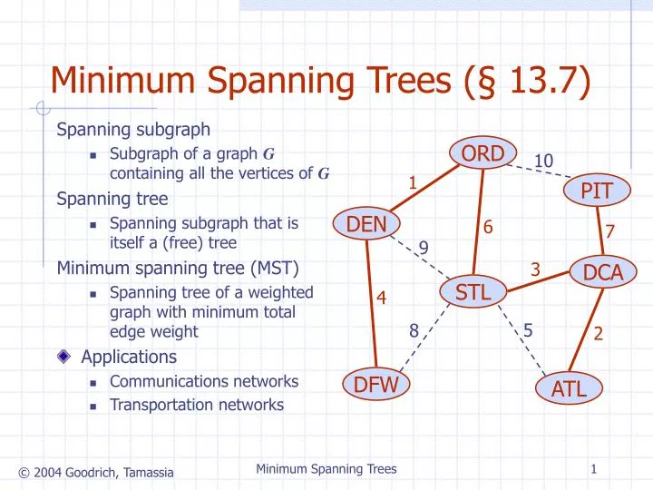 minimum spanning trees 13 7