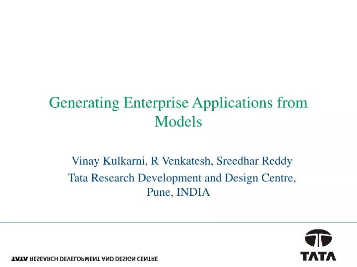 generating enterprise applications from models