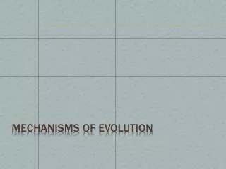 Mechanisms of Evolution