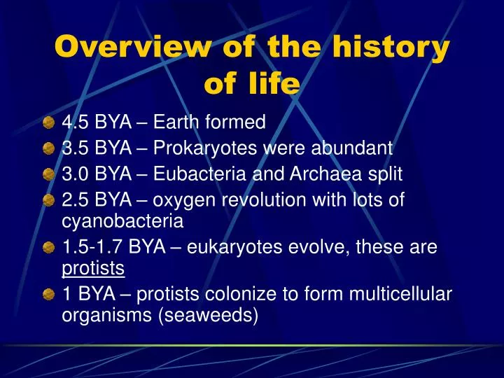 overview of the history of life