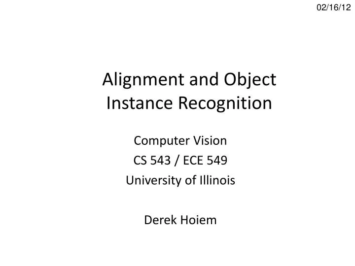 alignment and object instance recognition