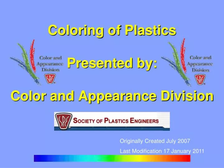 coloring of plastics presented by color and appearance division