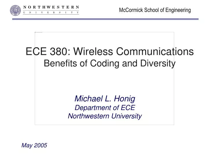 ece 380 wireless communications benefits of coding and diversity