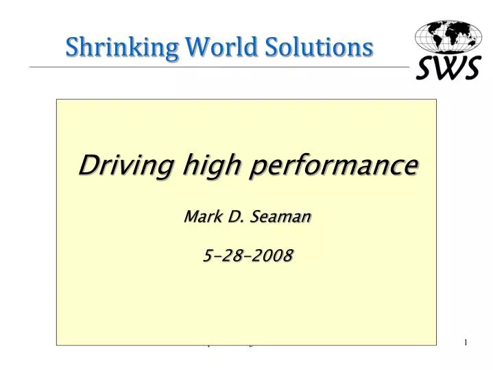 driving high performance mark d seaman 5 28 2008
