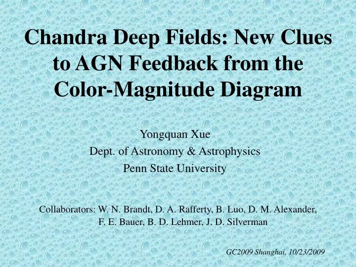 chandra deep fields new clues to agn feedback from the color magnitude diagram
