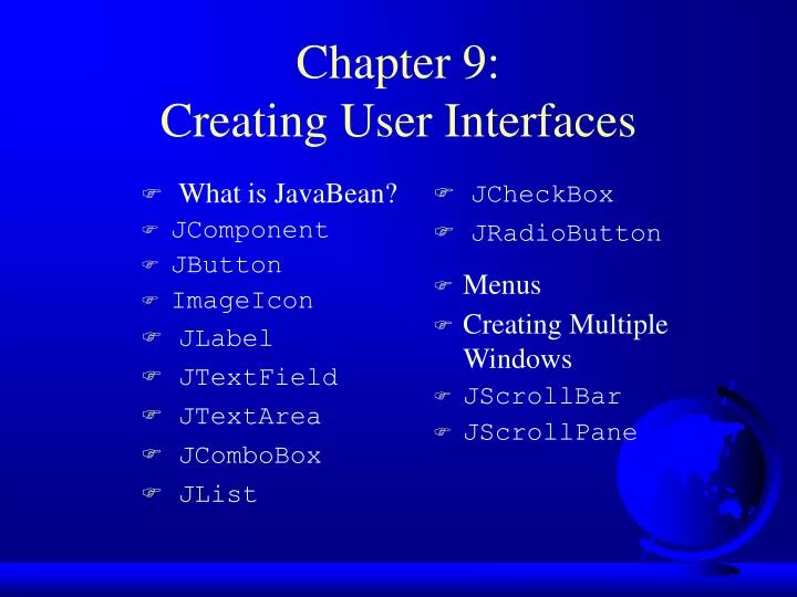 chapter 9 creating user interfaces