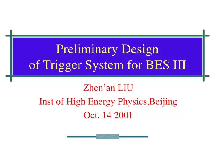 preliminary design of trigger system for bes iii