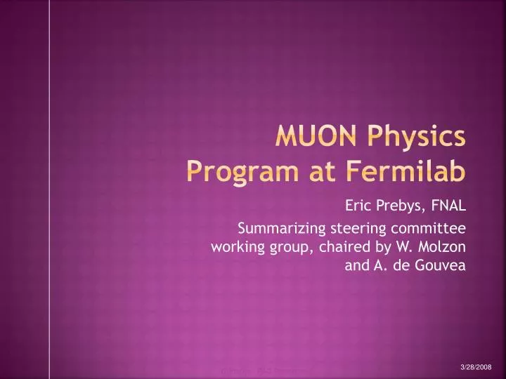 muon physics program at fermilab
