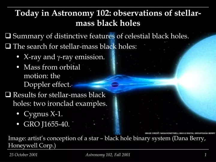today in astronomy 102 observations of stellar mass black holes