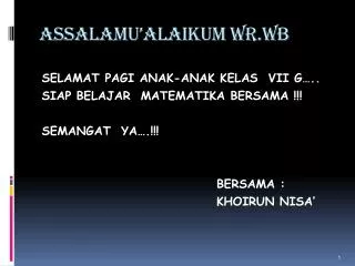 assalamu alaikum wr wb