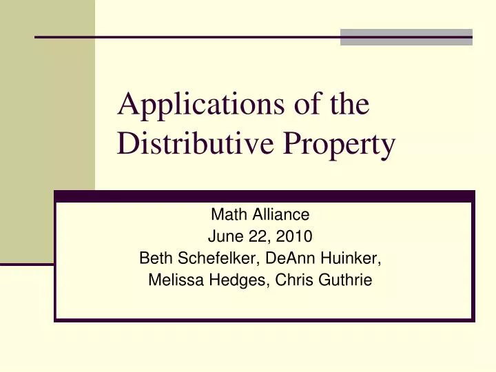 applications of the distributive property