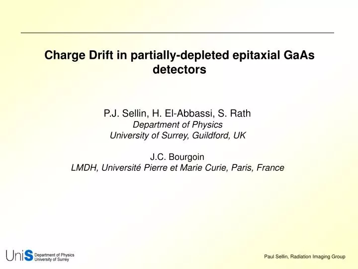 charge drift in partially depleted epitaxial gaas detectors