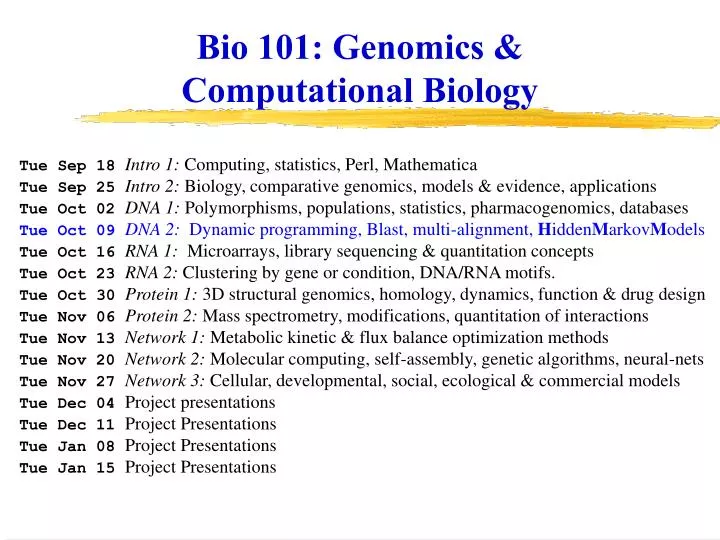 bio 101 genomics computational biology