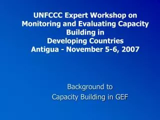 Background to Capacity Building in GEF