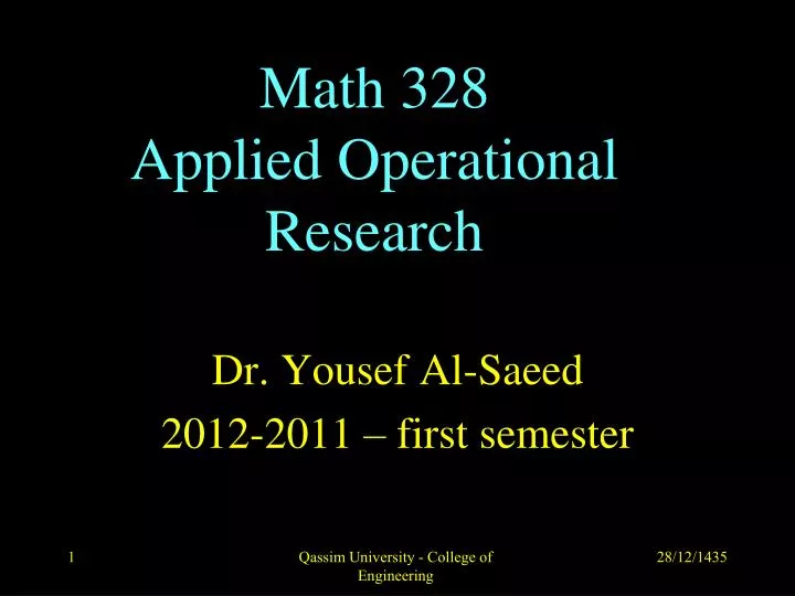 math 328 applied operational research