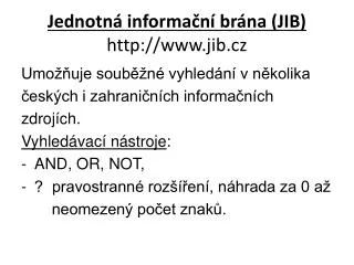 Jednotná informační brána (JIB) jib.cz