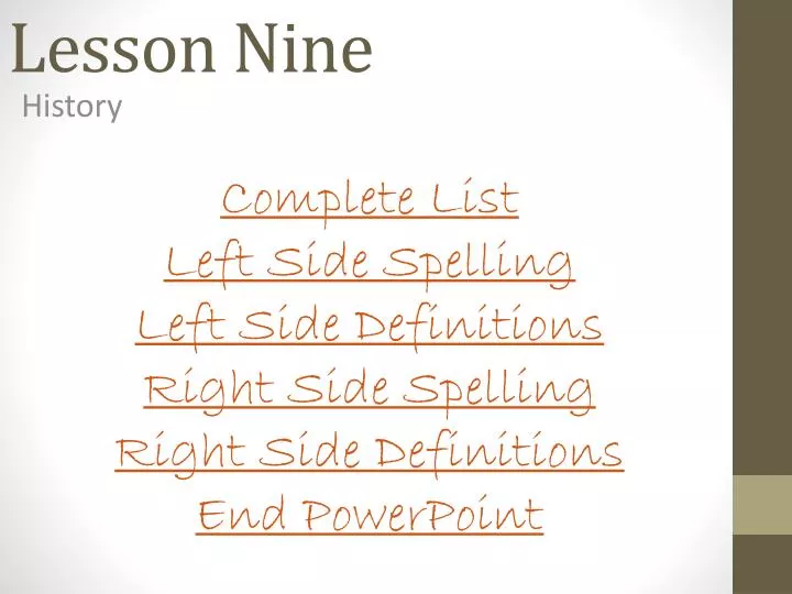 lesson nine