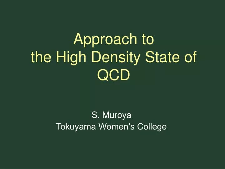 approach to the high density state of qcd