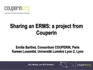 Sharing an ERMS: a project from Couperin