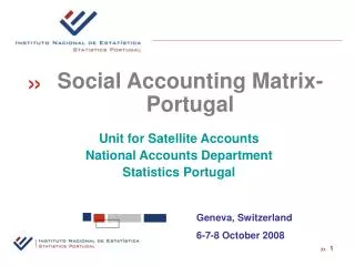 Unit for Satellite Accounts National Accounts Department Statistics Portugal