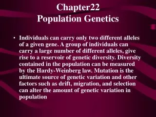 Chapter22 Population Genetics