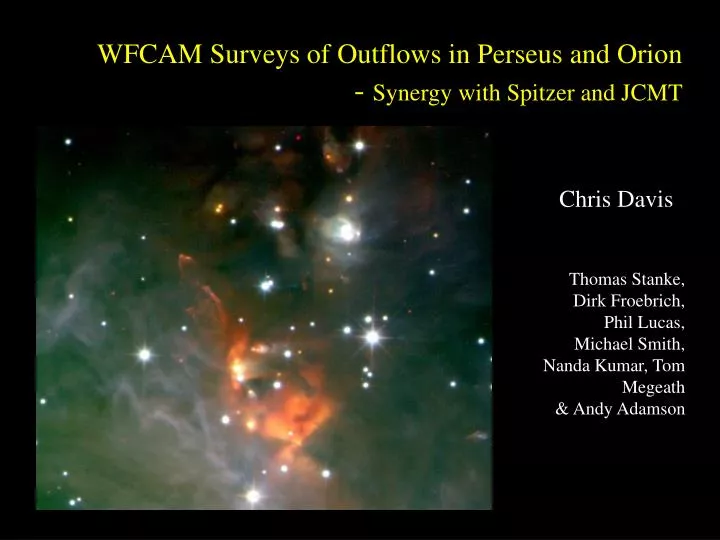 wfcam surveys of outflows in perseus and orion synergy with spitzer and jcmt